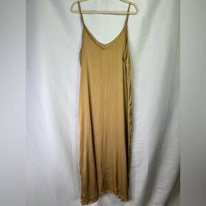 Gold Slip Dress  XL Old Money Glamour Spring Summer Flowy Soft Elegant Classic